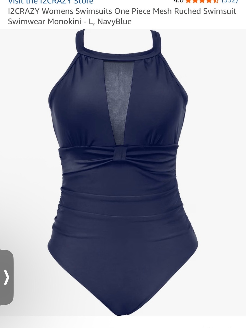Navy High-Neck One-Piece Swimsuit with Mesh Inset